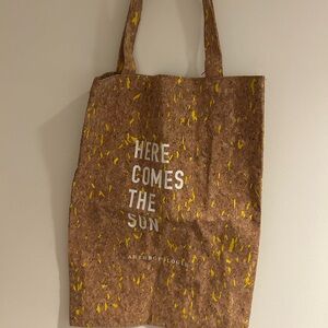 Anthropologie Brown Cork Tote with Yellow Accents